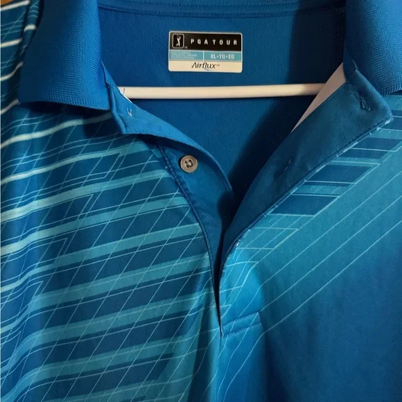 Men's Blue Striped Polo Shirt xl - Picture 2 of 3